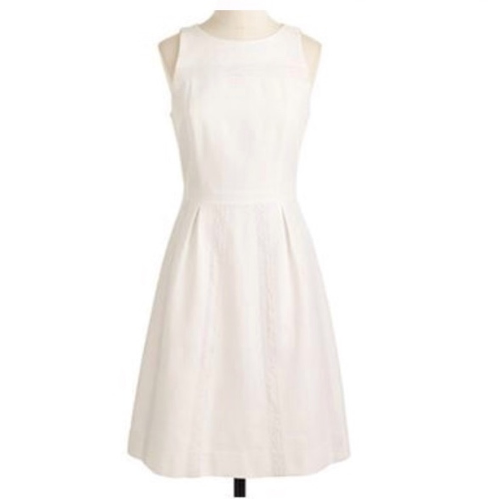 J.CREW Cotton piqué lace dress in white